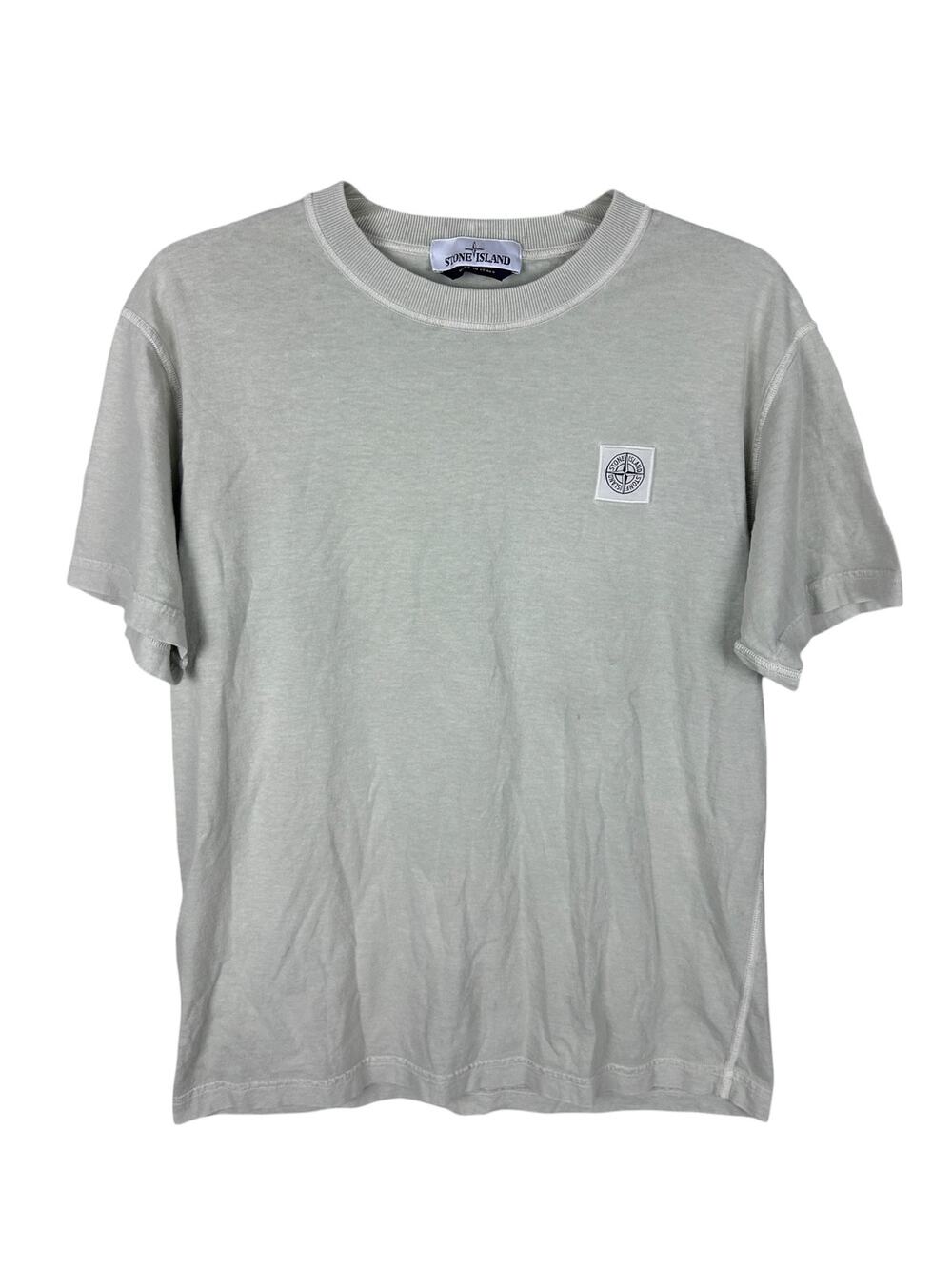 Stone Island Crew Neck Short Sleeve Front Logo Classic Faded Green Tshirt M